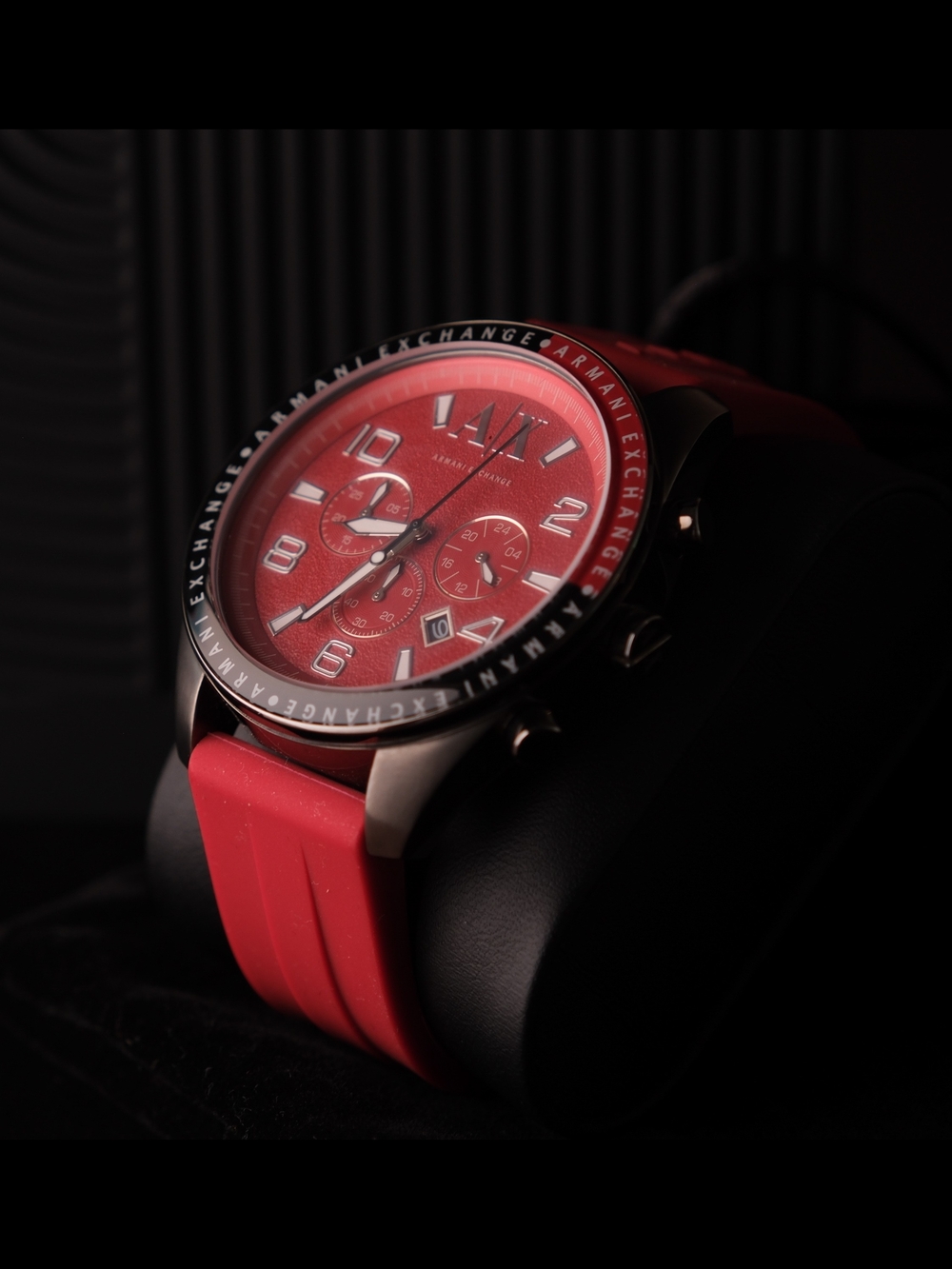 Armani Exchange AX1252 Red & Black Chronograph Quartz Watch 50M Stainless Steel